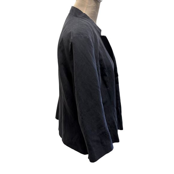 PURE Collection Silk Linen Open Front Jacket Charcoal 18 - Picture 4 of 9